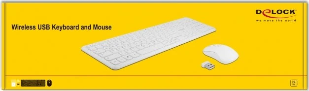 DeLOCK kabellose Tastatur und Maus Set weiß, USB, DE