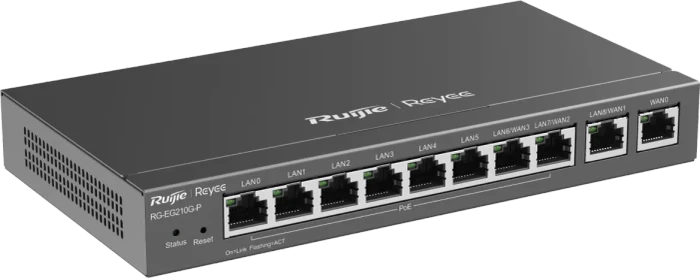 Ruijie Reyee EG200 RG-EG210G-P Desktop Gigabit Smart Router, 10x RJ-45, 70W PoE+