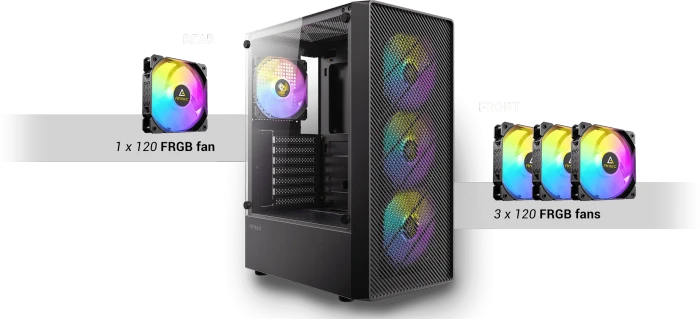 Antec AX26 RGB Elite, schwarz, Glasfenster