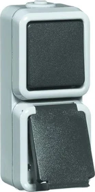 Peha IP54 Kombination Wechselschalter und Steckdose, grau