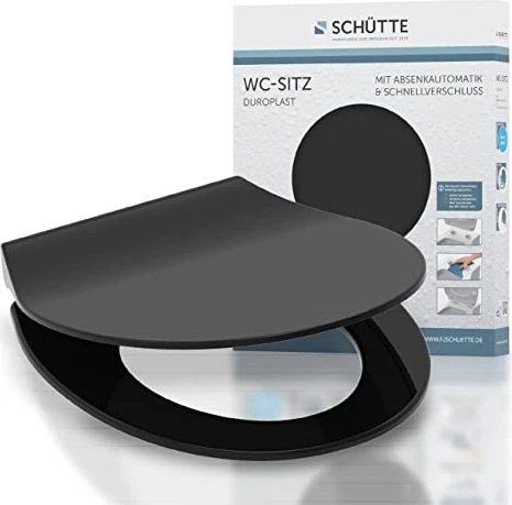 Schütte Duoplast WC-Sitz Slim mit Absenkautomatik und Schnellverschluss, schwarz