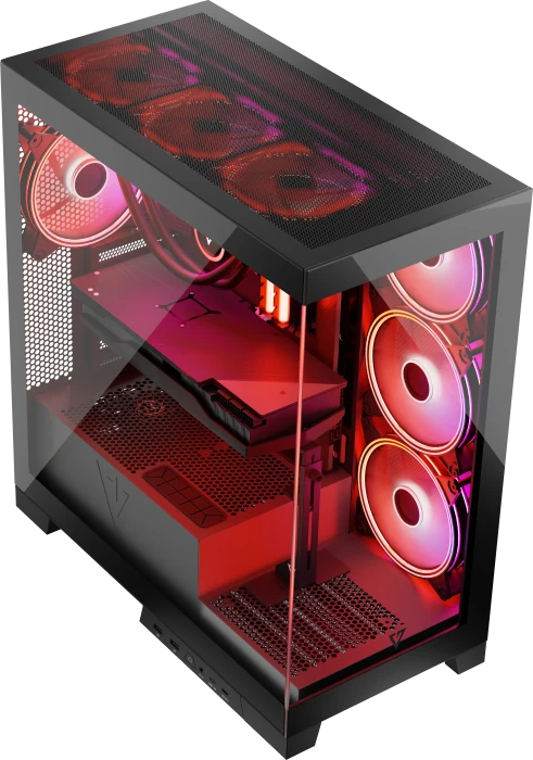 Modecom Volcano Space Apex ARGB Midi Black, schwarz, Glasfenster