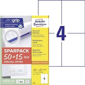 Avery-Zweckform Etiketten Universal, A6, weiß, 65 Blatt (260 Etiketten)