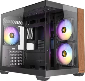 Antec CX600M Wood ARGB, schwarz, Glasfenster