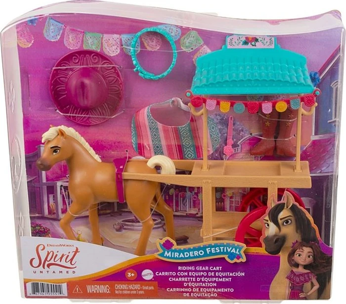 Mattel Spirit Untamed - Festival Karren mit Reitausrüstung & Pony