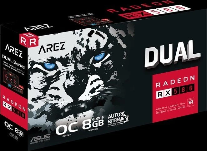 ASUS AREZ Dual Radeon RX 580 OC, AREZ-DUAL-RX580-O8G, 8GB GDDR5, DVI, 2x HDMI, 2x DP