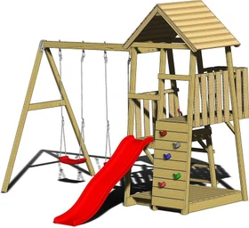 Wendi Toys Spielturm Salamander mit Rutsche, Schaukel und Kletterwand