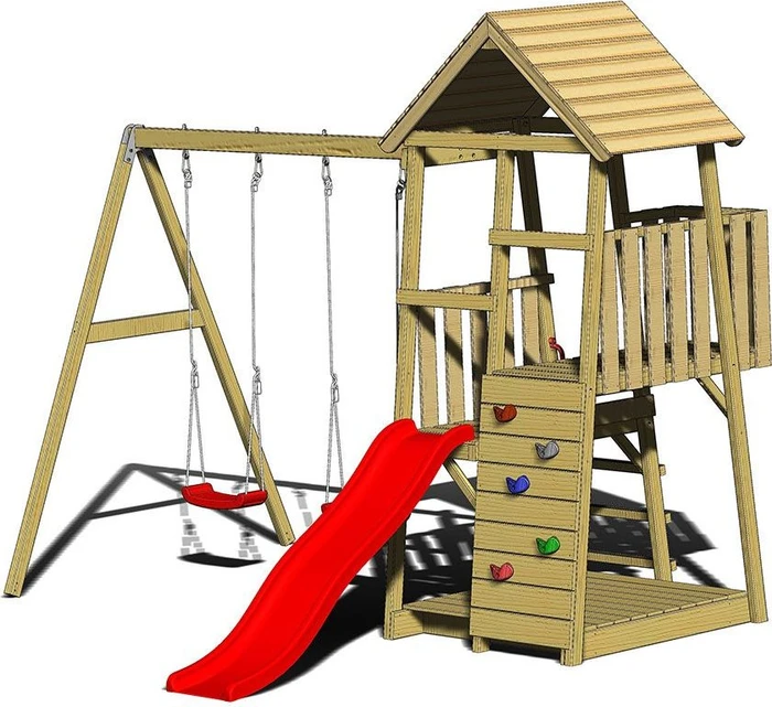 Wendi Toys Spielturm Salamander mit Rutsche, Schaukel und Kletterwand
