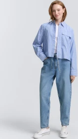 Tom Tailor Adea Barrel mit Gürtel Jeans used mid stone blue denim (Damen)