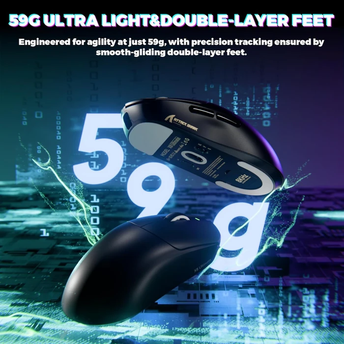Attack Shark X8 Ultimate 8KHz Tri-mode Wireless Gaming Mouse, schwarz, USB/Bluetooth