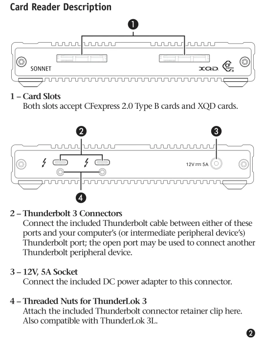 Sonnet SF3 Series - CFexpress/XQD Pro Card Reader - Multi-Slot-Cardreader, Thunderbolt 3 [Buchse]