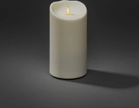 Konstsmide Echtwachskerze 18.4cm cremeweiß LED 1x warmweiß, 1 Stück