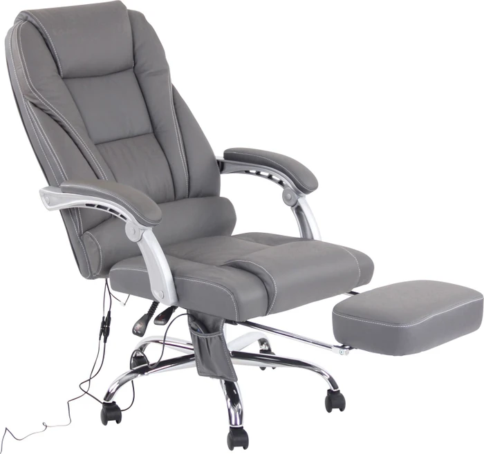CLP Pacific Leder Bürostuhl mit Massagefunktion, grau