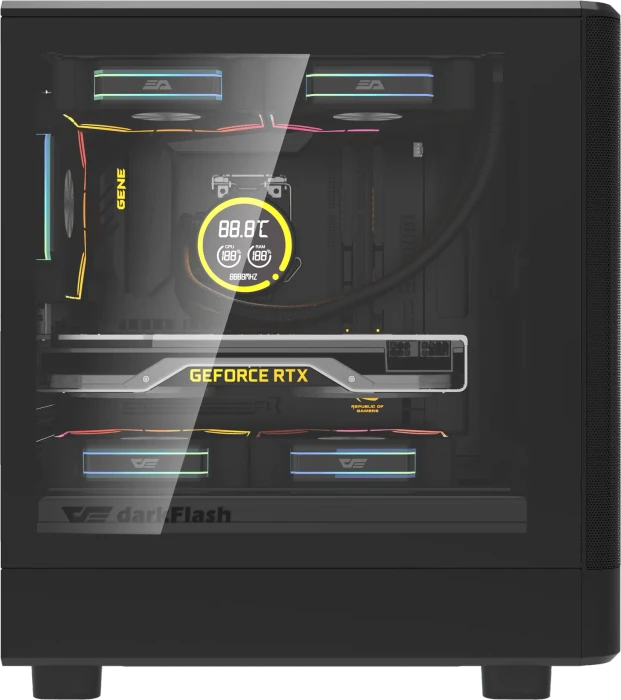 DarkFlash DB330M Mesh Black, Glasfenster