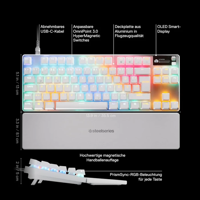 SteelSeries Apex Pro TKL Gen 3, weiß, OmniPoint 3.0, USB, DE