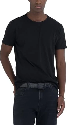 Replay Baumwolle Rundhals T-Shirt kurzarm schwarz (Herren)