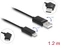 DeLOCK Adapterkabel, USB 2.0, 480Mb/s, 60W QC 3.0, USB-C [Stecker] auf USB-A [Stecker], Stecker drehbar, schwarz, 1.2m Vorschaubild