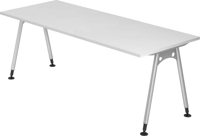 Hammerbacher Ergonomic Plus A-Serie AS20/W Schreibtisch 200x100cm weiß/silber