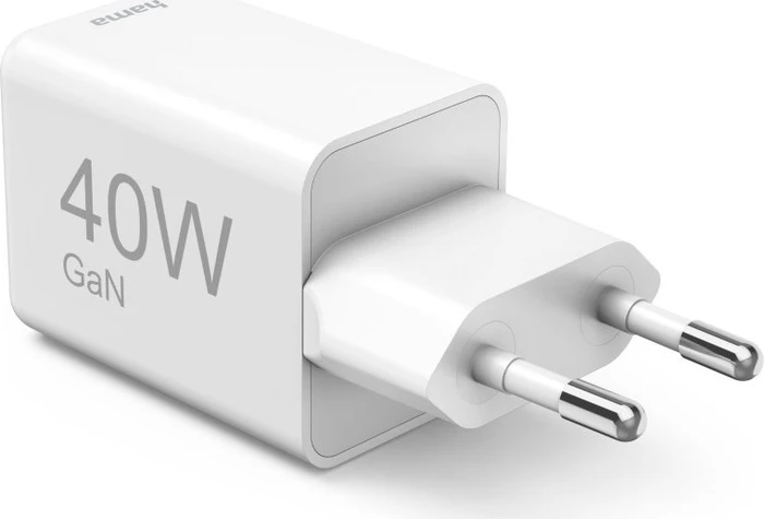 Hama Schnellladegerät GaN 2x USB-C Super-Mini-Ladegerät PD 40 W weiß