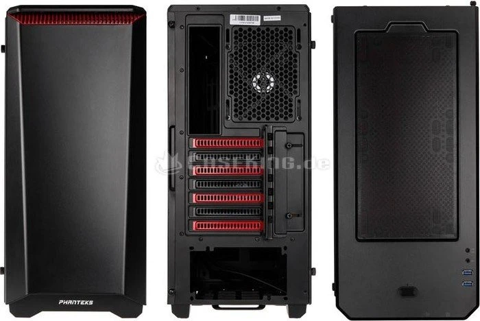 Phanteks Eclipse P400 Tempered Glass Edition schwarz/rot, Glasfenster