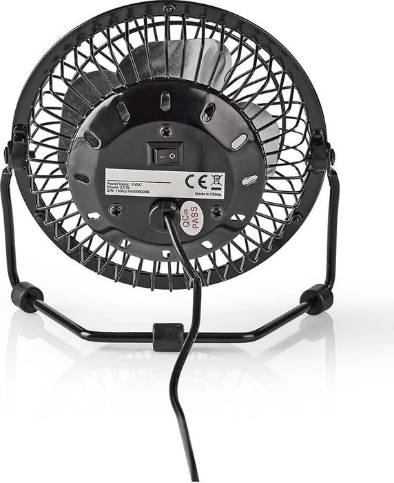 Nedis FNDK1BK10 USB Mini Tischventilator aus Metall 10cm schwarz