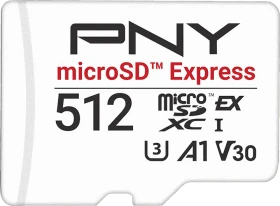 PNY microSD Express R890/W810 512GB, UHS-I U3, A1, Class 10, SD Express EX I
