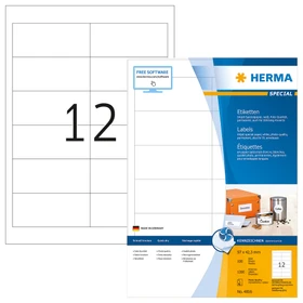 Herma Adressetiketten Inkjet, 97x42.3mm, weiß, matt, 100 Blatt (1200 Etiketten)