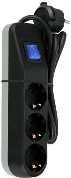 REV Ritter ICE Steckdosenleiste mit Schalter, 3-fach, 1.4m, schwarz