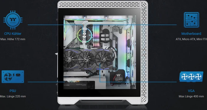 Thermaltake S300 TG Snow Edition, weiß, Glasfenster