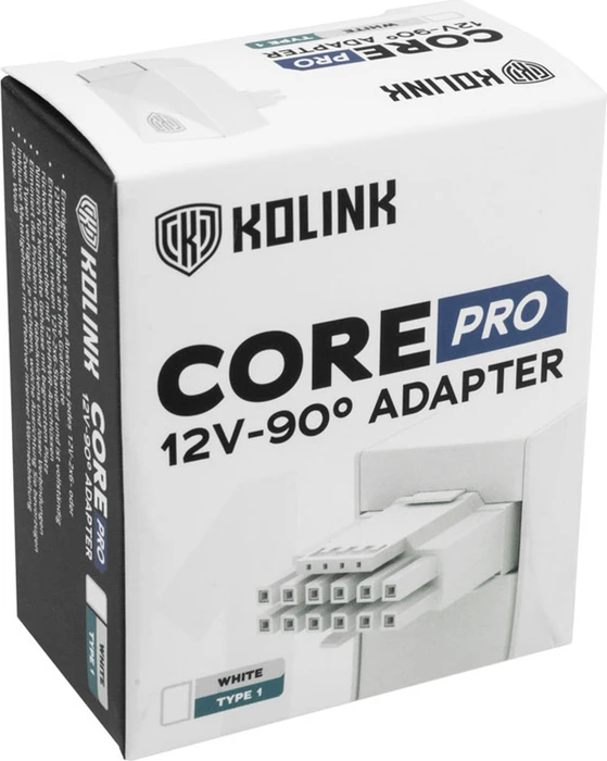 Kolink Core Pro 12V-2x6 Winkeladapter 90°, Typ 1, Sense-Pins an der Oberseite, weiß