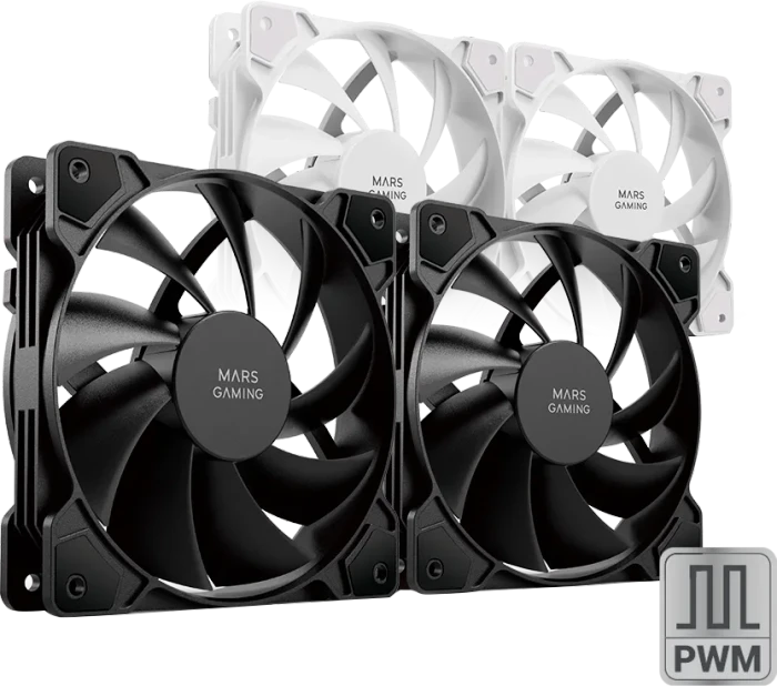 Mars Gaming MF-PWMX2 PWM Fan Kit, schwarz, 120mm, 2er-Pack