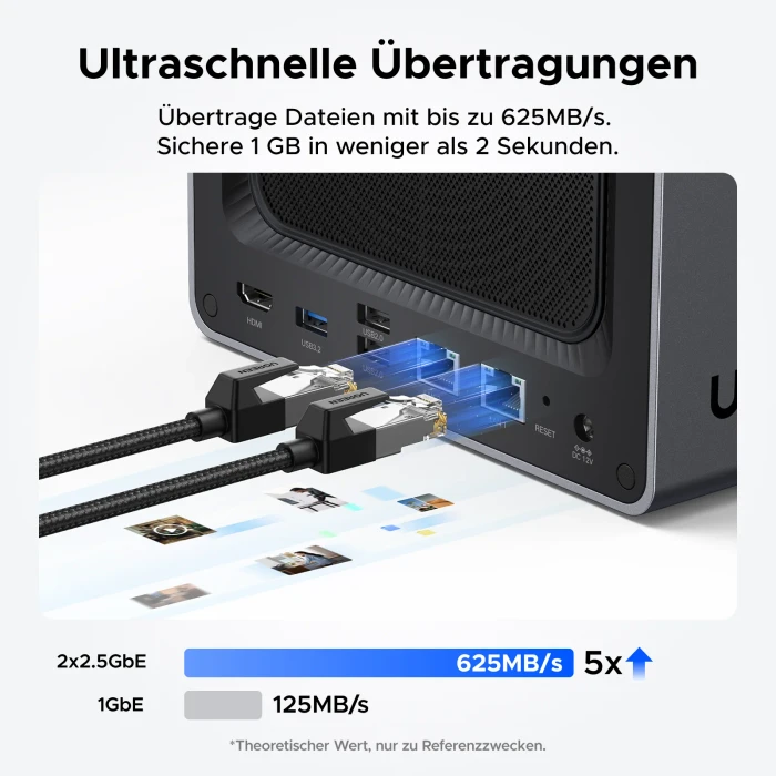 Ugreen NASync DXP4800 Plus, 8GB RAM, 1x RJ-45 10GBase-T, 1x RJ-45 2.5GBase-T