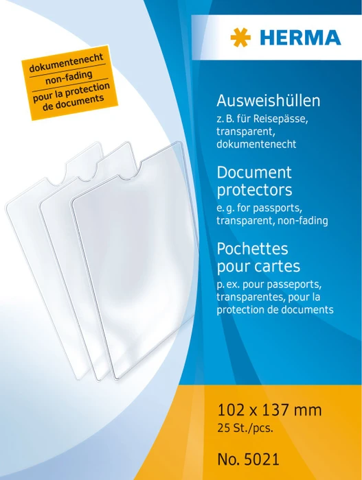 Herma Ausweishülle 102x137mm für Reisepässe, Sonderformat, transparent, 25er-Pack