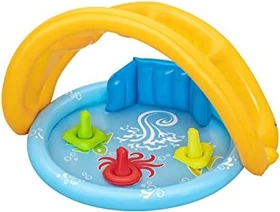 Bestway Lil' SeaShapes Planschbecken mit Sonnenschutz rund 115x89x76cm