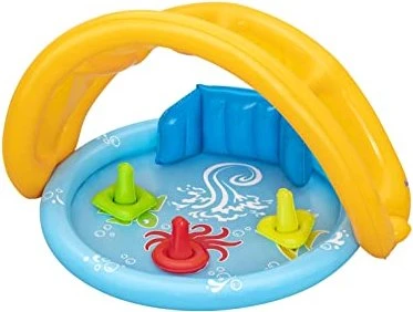 Bestway Lil' SeaShapes Planschbecken mit Sonnenschutz rund 115x89x76cm