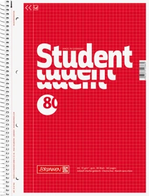 Brunnen Student Collegeblock, A4, kariert, rot, 80 Blatt