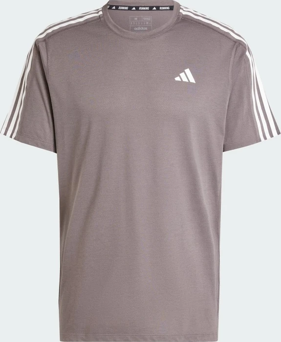 adidas Own The Run 3-Streifen Laufshirt kurzarm charcoal (Herren)