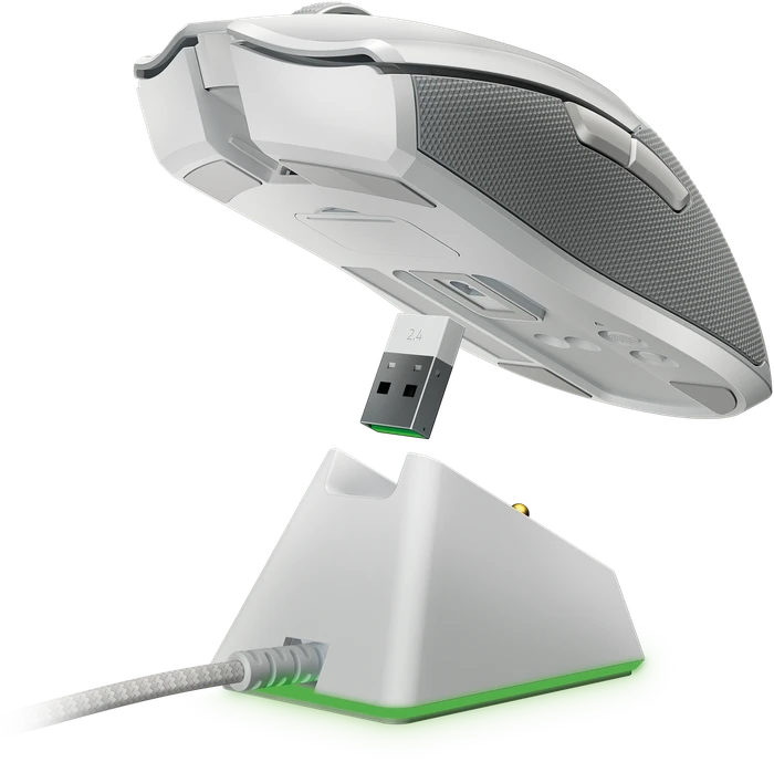 Razer Viper Ultimate mit Ladestation, Mercury White, USB