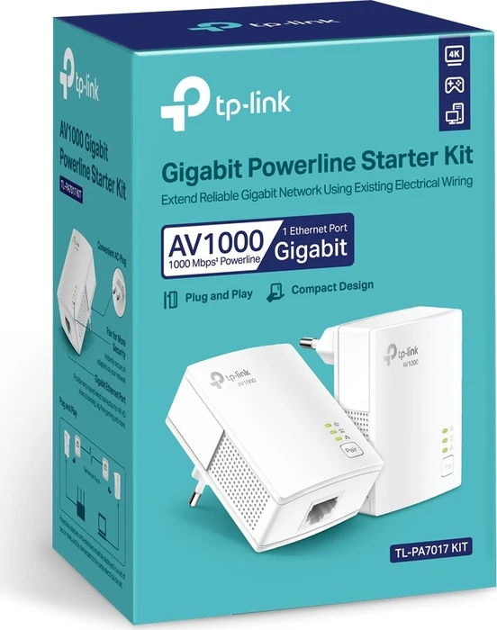 TP-Link Powerline AV1000 Starter Kit, HomePlug AV2, RJ-45, 2er-Pack