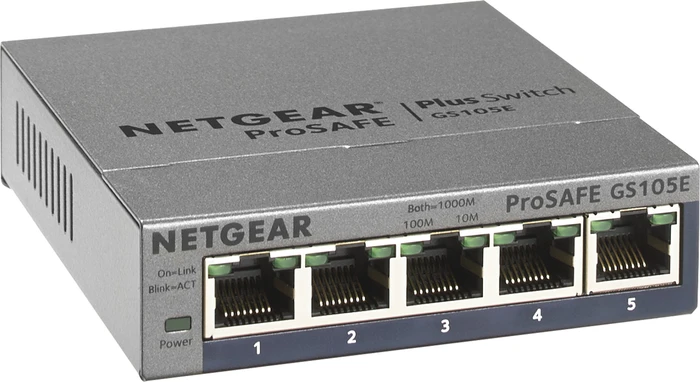 Netgear ProSAFE Plus GS100 Desktop Gigabit Smart Switch, 5x RJ-45