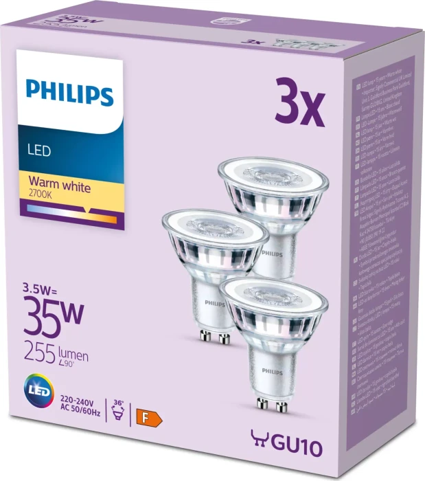 Philips Classic LED Reflektor GU10 3.5W/827, 3 Stück