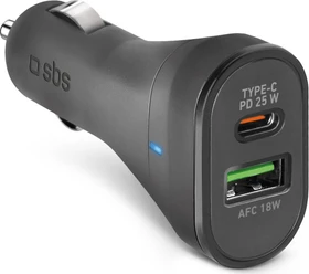 SBS Mobile PD KFZ-Ladegerät 25W USB-C/USB-A schwarz