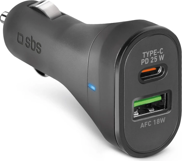 SBS Mobile PD KFZ-Ladegerät 25W USB-C/USB-A schwarz