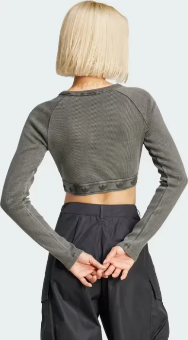 adidas Ribbed Crop Top Sweatshirt schwarz (Damen)
