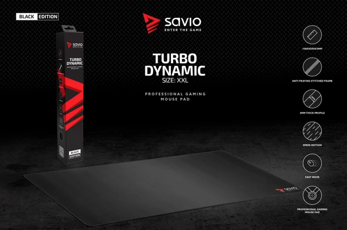 Savio Black Edition Turbo Dynamic XXL Gaming Mauspad, schwarz