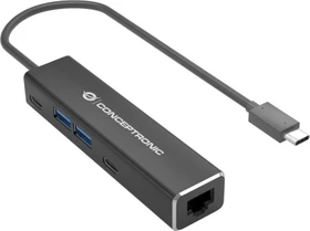 Conceptronic USB-Hub mit LAN-Adapter, USB-C 3.0 [Stecker] (ABBY13B)