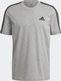 adidas Essentials 3-Streifen T-Shirt kurzarm medium grey heather (Herren)
