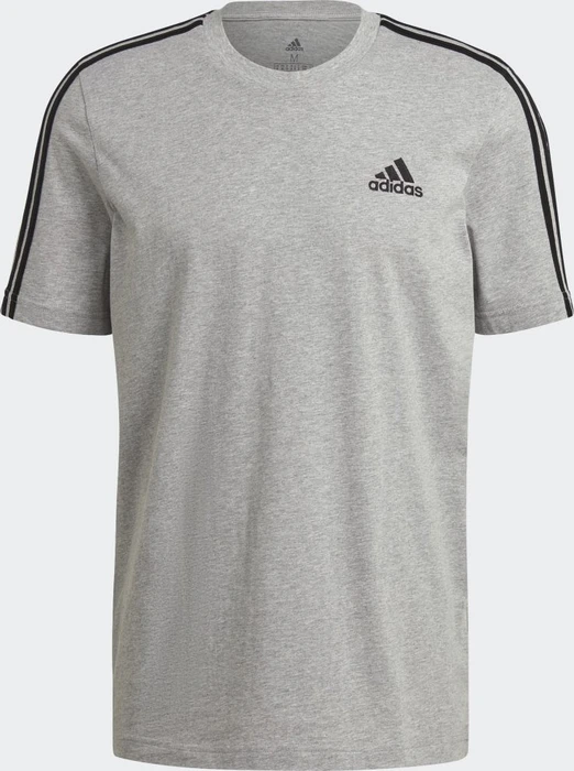 adidas Essentials 3-Streifen T-Shirt kurzarm medium grey heather (Herren)
