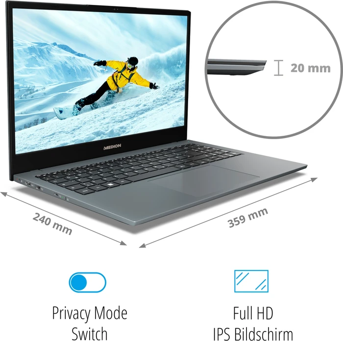 Medion E15433, Core i7-1255U, 16GB RAM, 1TB SSD, DE