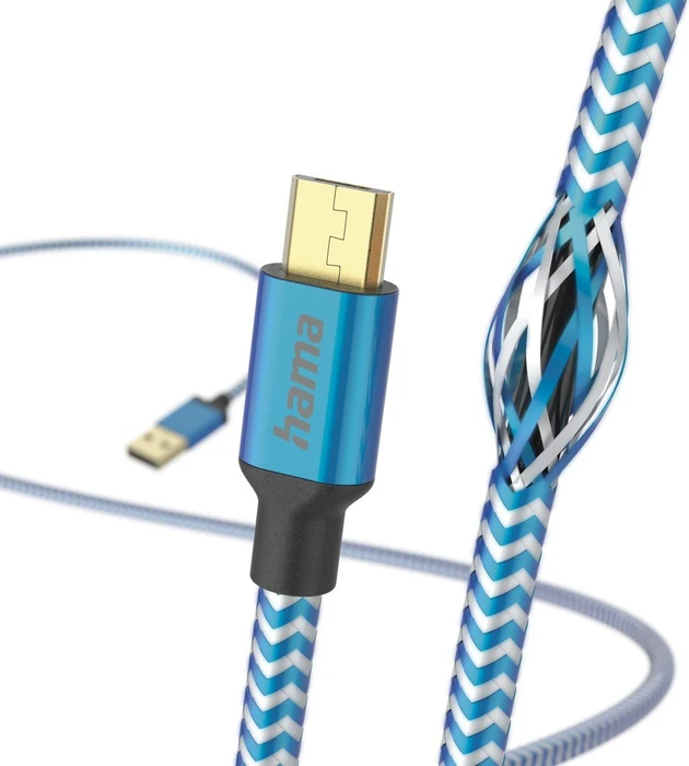 Hama Ladekabel Reflective USB-A/Micro-USB 1.5m Nylon blau